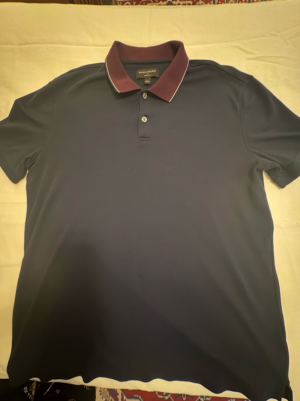 Banana Republic Navy Polo with Burgundy Trim